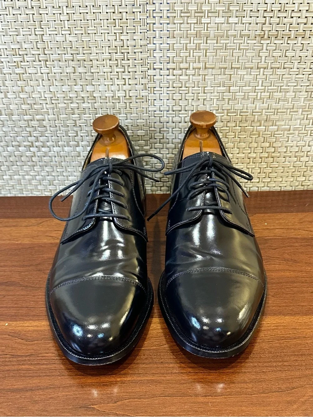 Cole Haan Nike Air Carter Black Leather Cap Toe Oxfords Mens 12 M